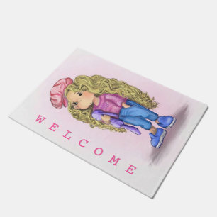 Sweet Little Blonde Girl Bunny Toy Love – ようこそ ドアマット