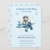 Sweet Little Boy on the Way Baby Shower 招待状 (正面/裏面)