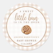 Sweet Little Bun in the Oven Neutral Baby Shower  ラウンドシール (正面)