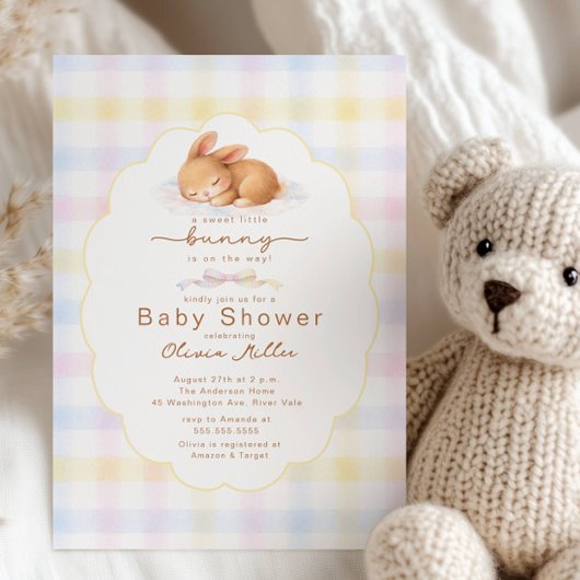 Sweet Little Bunny Baby Shower Invitation 招待状