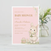 Sweet Little Bunny Floral Baby Shower 招待状 (スタンド正面)