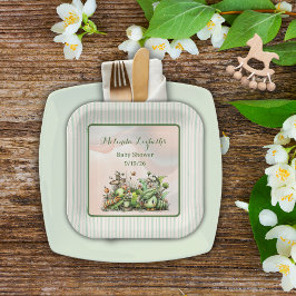 Sweet Little Caterpillar Garden Baby Shower Party ペーパープレート
