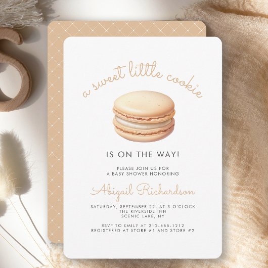 Sweet Little Cookie マカロン ニュートラル ベビーシャワー 招待状
