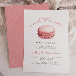 Sweet Little Cookie Macaron Pink Girl Baby Shower 招待状