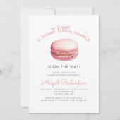 Sweet Little Cookie Macaron Pink Girl Baby Shower 招待状 (正面)