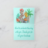 Sweet Little Dino on his Way Baby Shower サンキューカード (内部)
