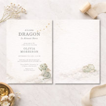 Sweet Little Dragon Baby Shower Invitation