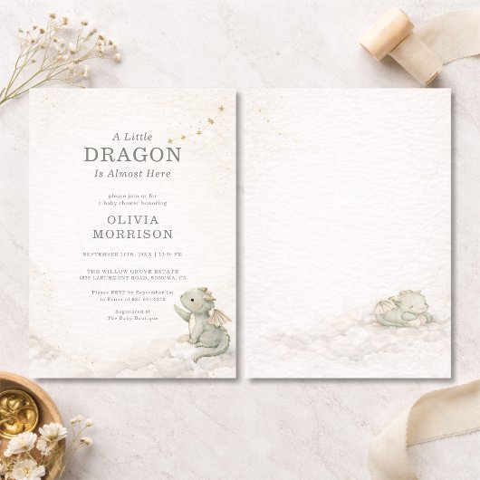 Sweet Little Dragon Baby Shower Invitation 招待状