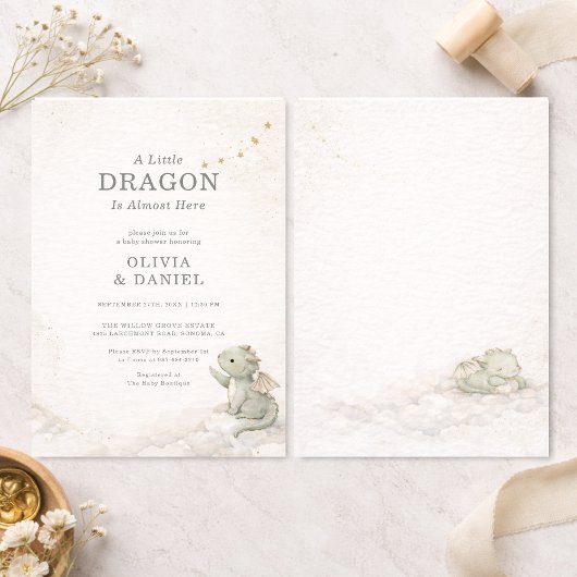 Sweet Little Dragon Couples Baby Shower Invitation 招待状