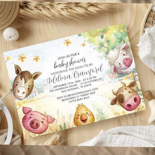 Sweet Little Farm Baby Shower Invitation 招待状