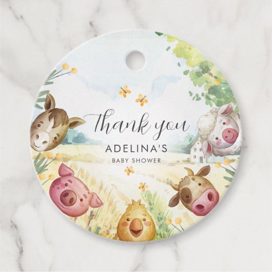 Sweet Little Farm Thank You  Baby SHower フェイバータグ (正面)