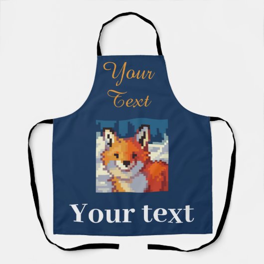 Sweet little Fox, vos, pixel art エプロン (正面)