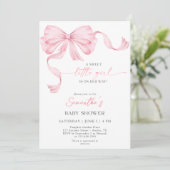 Sweet Little Girl Bow Coquette Border Baby Shower 招待状 (スタンド正面)