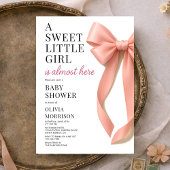Sweet Little Girl is Almost Here リボン ベビーシャワー 招待状