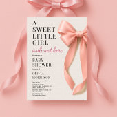 Sweet Little Girl is Almost Here リボン ベビーシャワー 招待状