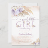 Sweet Little Girl Pampas Baby Shower Invitation 招待状 (正面)