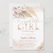 Sweet Little Girl Pampas Baby Shower Invitation 招待状 (正面)