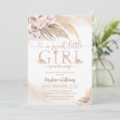 Sweet Little Girl Pampas Baby Shower Invitation 招待状 (スタンド正面)