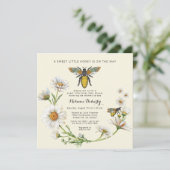 Sweet Little Honey ベビーシャワー Bee フラワー 招待状 (スタンド正面)