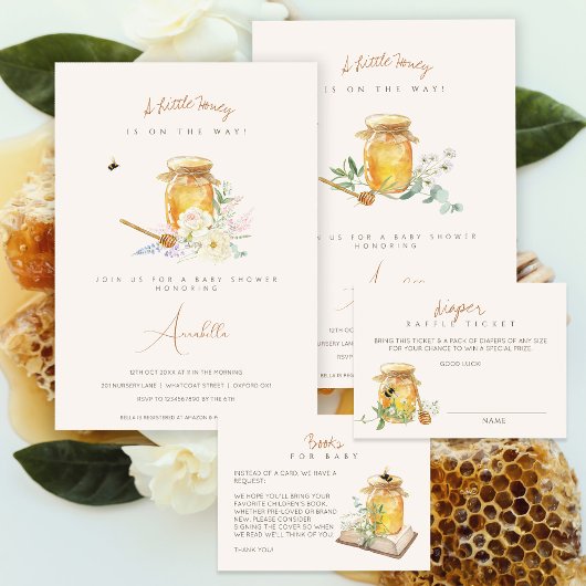 Sweet Little Honey Baby Shower Diaper Raffle  エンクロージャーカード