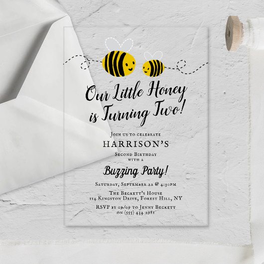 Sweet Little Honey Bee 2歳の誕生日 アクリル招待状