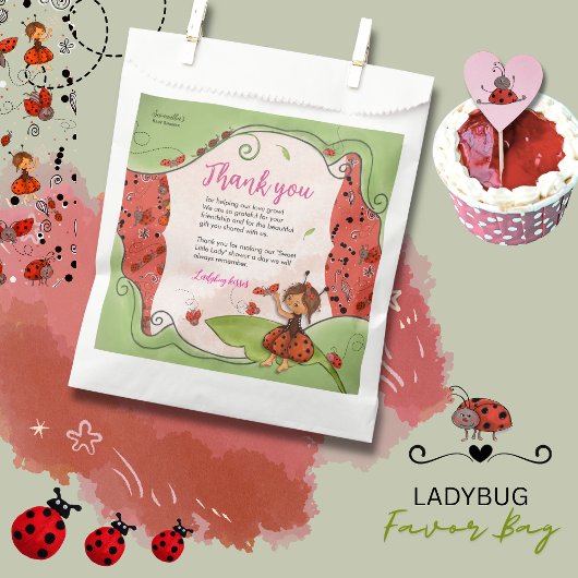 Sweet Little Lady Ladybug ベビーシャワーの御礼 フェイバーバッグ
