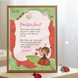 Sweet Little Ladybug Pacifier Hunter Game Sign 招待状