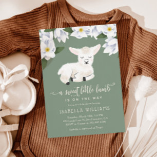 Sweet Little Lamb Gender Neutral Baby Shower 招待状