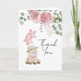 Sweet Little Lamb Pink Rosesの緑の写真 サンキューカード