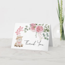 Sweet Little Lamb Pink Rosesの緑の写真 サンキューカード