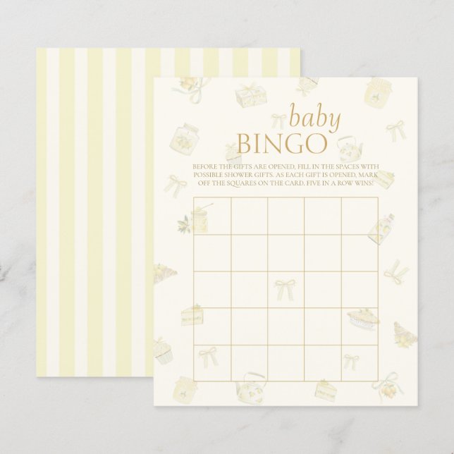 Sweet Little Lemon Baby Shower Bingo Game (正面/裏面)