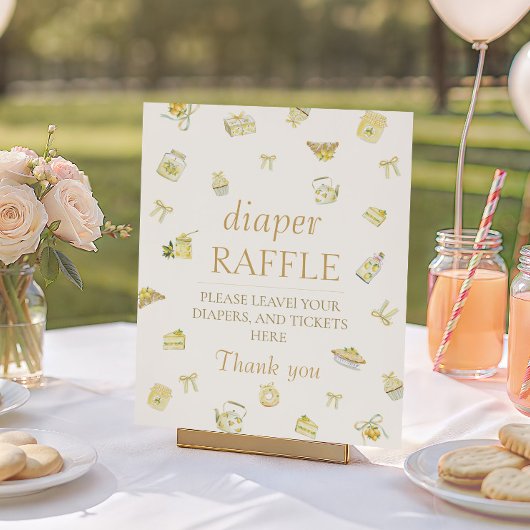Sweet Little Lemon Baby Shower Diaper Raffle ポスター