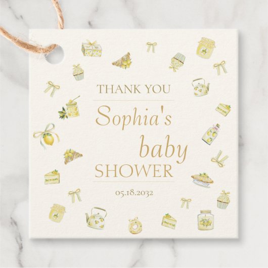 Sweet Little Lemon Baby Shower Thank You フェイバータグ (正面)