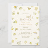 Sweet Little Lemon Watercolor Baby Shower 招待状 (正面)