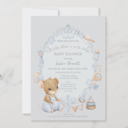 Sweet Little Mouse Baby Shower Invitation 招待状 (正面)