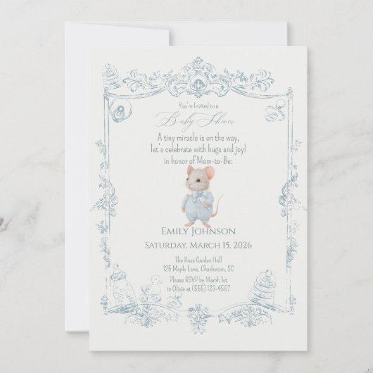 Sweet Little Mouse Baby Shower Invitation 招待状 (正面)