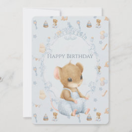 Sweet Little Mouse Birthday Flat Holiday Card シーズンカード