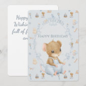 Sweet Little Mouse Birthday Flat Holiday Card シーズンカード (正面/裏面)
