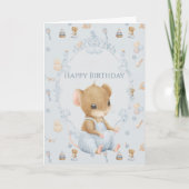 Sweet Little Mouse Birthday Folded Greeting Card カード (正面)