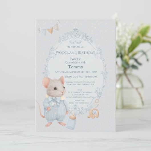 Sweet Little Mouse Birthday Invitation 招待状 (スタンド正面)
