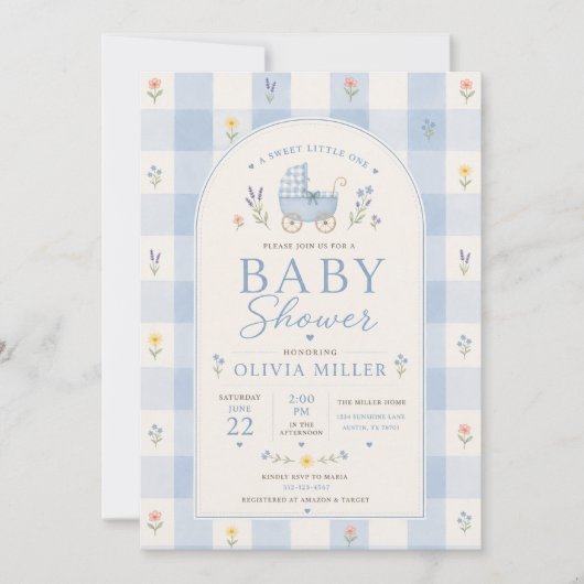 Sweet Little One Floral Baby Shower Invitation 招待状 (正面)