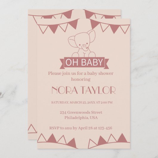 Sweet Little One on the way 招待状 (正面/裏面)