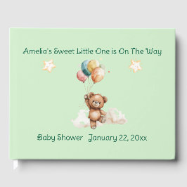 Sweet Little One on the Way Green Baby Shower ゲストブック