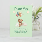 Sweet Little One on the Way Green Baby Shower サンキューカード (スタンド正面)