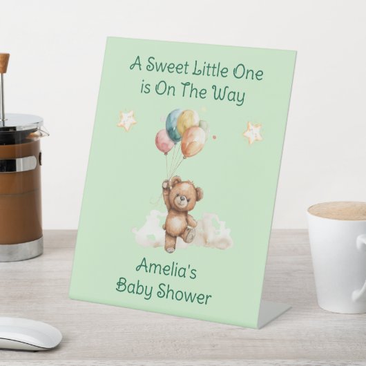Sweet Little One on the Way Green Baby Shower 台座サイン (インサイチュ)