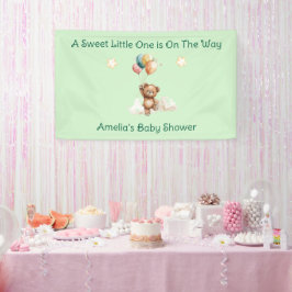 Sweet Little One on the Way Green Baby Shower 横断幕