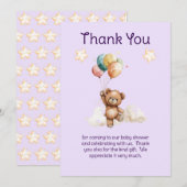 Sweet Little One on the Way Lavender Baby Shower サンキューカード (正面/裏面)