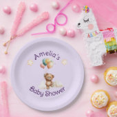 Sweet Little One on the Way Lavender Baby Shower ペーパープレート (パーティー)