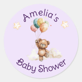 Sweet Little One on the Way Lavender Baby Shower ラウンドシール