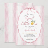  Sweet little One On The Way Lemon Baby Shower 招待状 (正面/裏面)